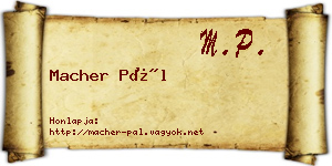 Macher Pál névjegykártya
